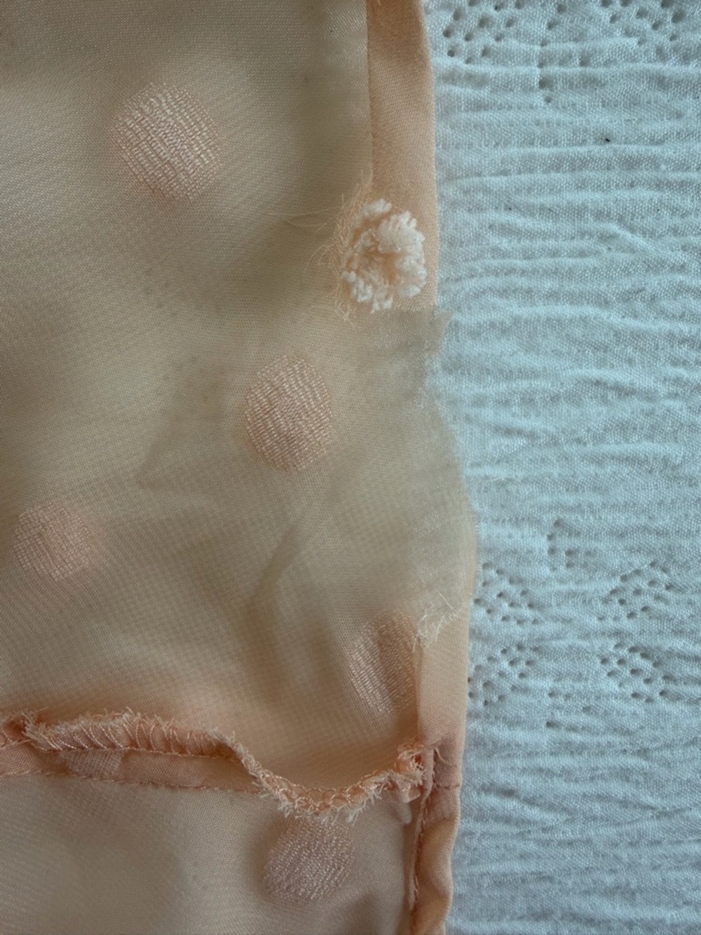 Polagram Summer Midi Dress Peach V-Neck Swiss Dot size M - Picture 9 of 10